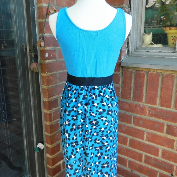 Betsey Johnson Blue Leopard Bow Sweater Dress L - Picture 6 of 8